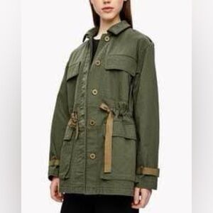 Theory Thornwood Grosgrain Trimmed Cotton Twill Jacket Army Green Medium